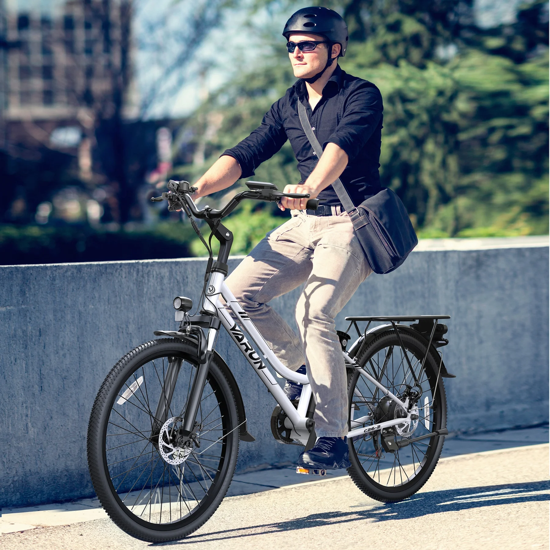 VARUN C26 Electric Commuter Bike White Color for City Use