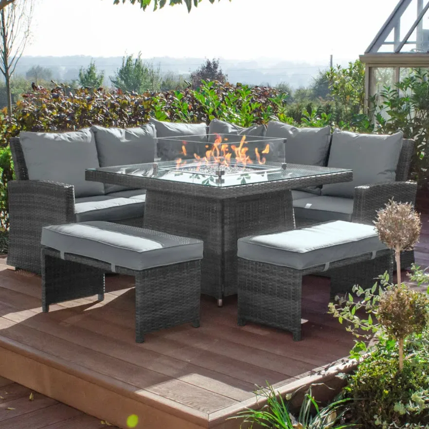 Rattan Sofa Set With Corner Sofa And Dining Table Wicker Garden ...