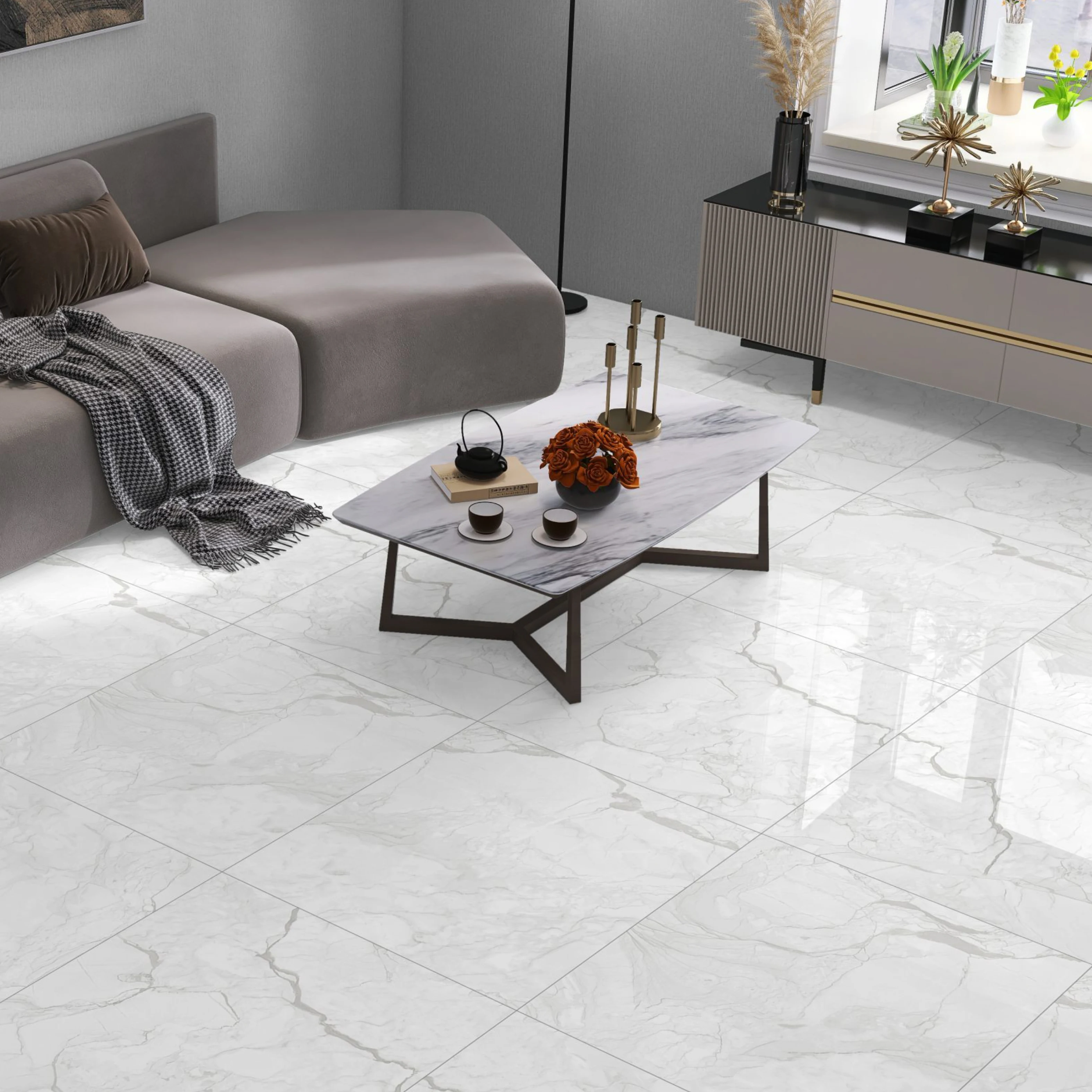 Glossy 600x600mm Polished Porcelain Tiles High Quality Look Alike ...