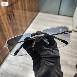 Luxurious Hip Hop Rapper Style Light Gray Anti-Reflective 2 Row Moissanite Diamond Bridge Square Men Sunglasses Custom Designer