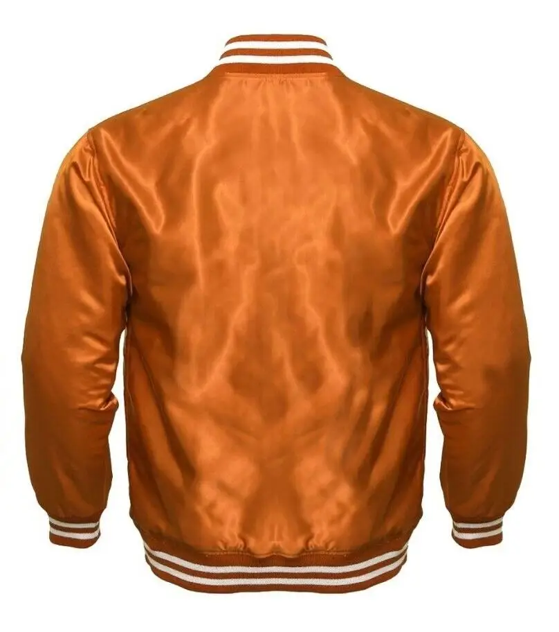 Red Satin Logo Cape Varsity Jacket