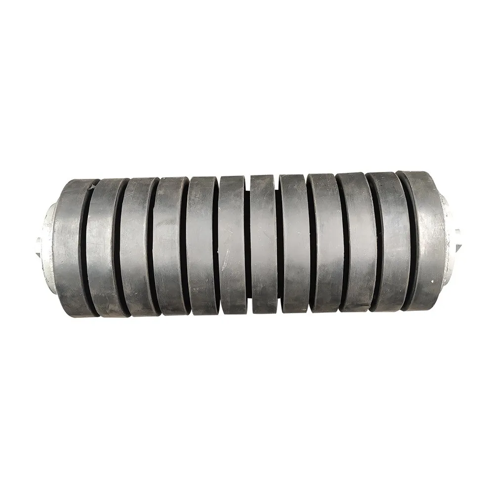 Rubber cushion impact idler roller for conveyor loading points