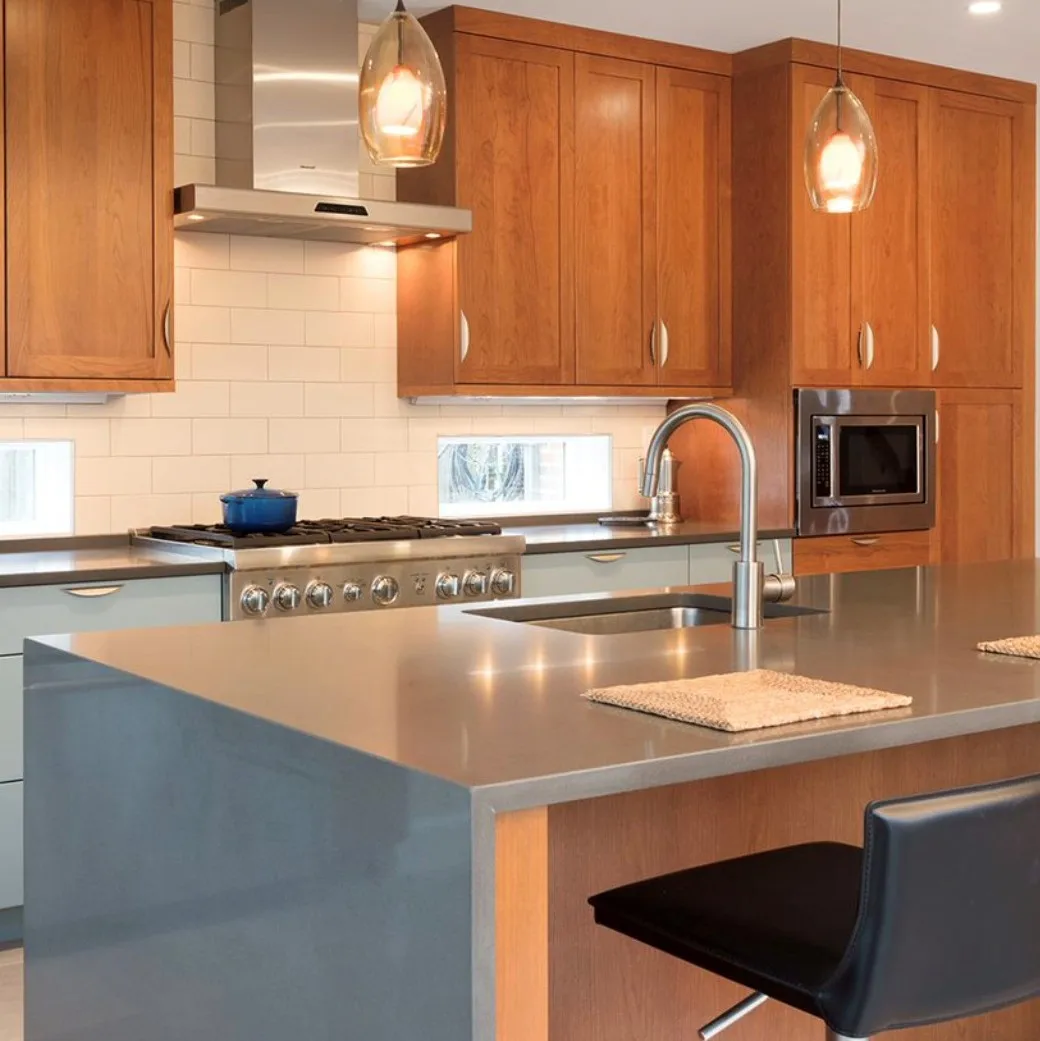 Grey Quartz Vanity Customized Project Countertop Kitchen Stone