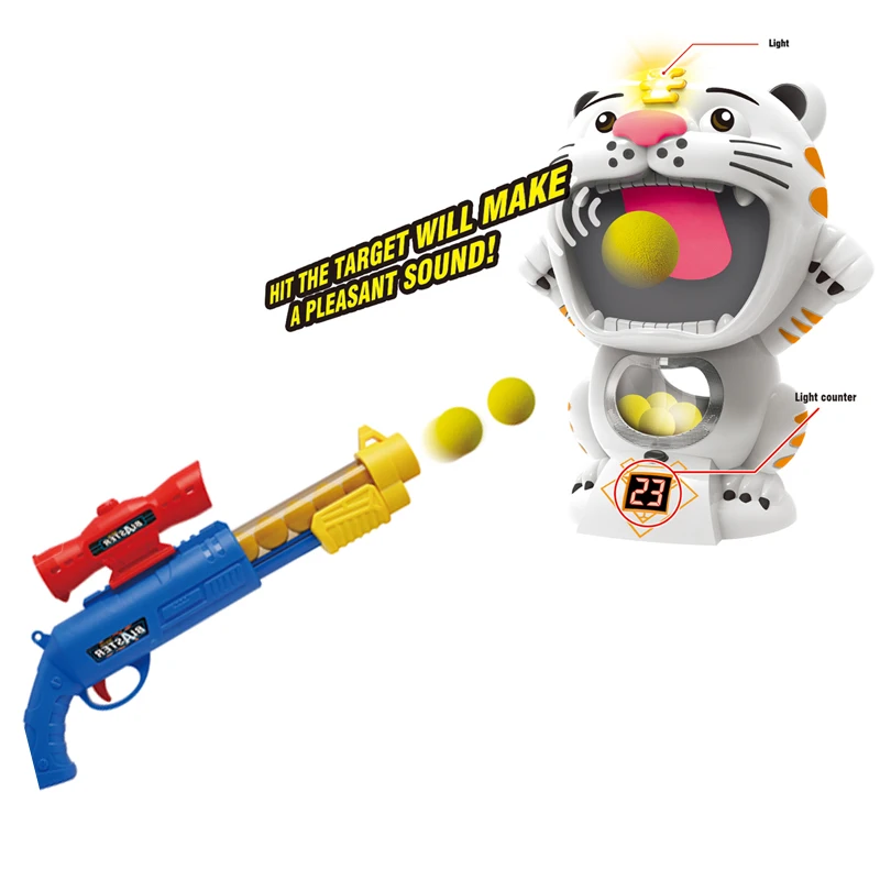Soft Bullet Gun with Mouthing Tiger Shooting Game Toys Soft Foam Gun Toys for Boys and Girls