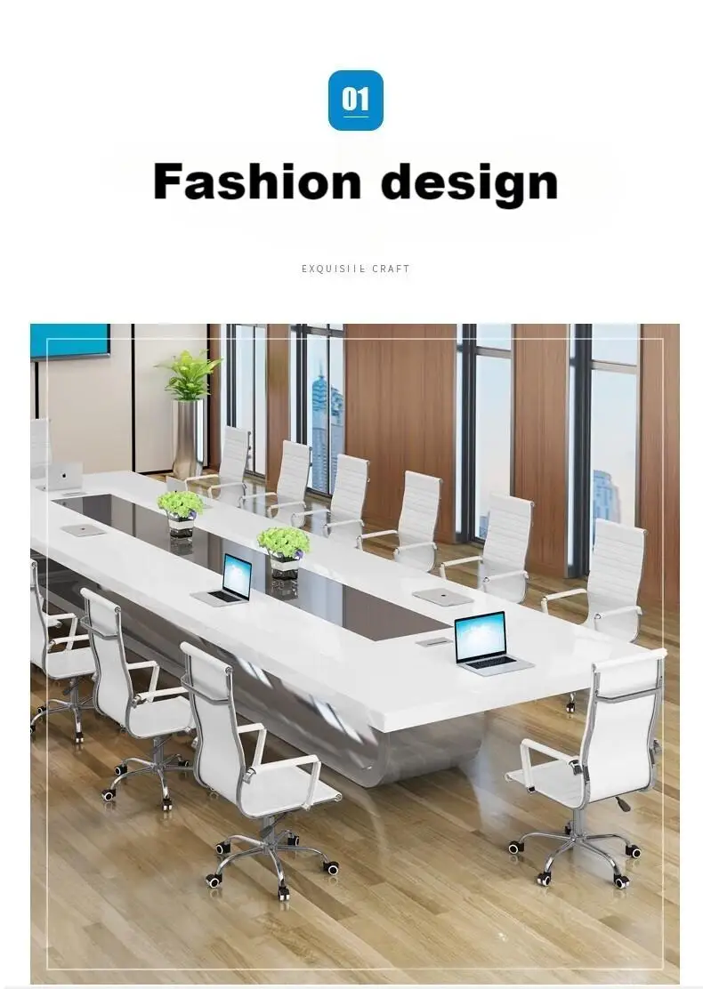 Modern Simple Painted Conference Table Long Large White Multi-Person Meeting Negotiation Table Boardroom Desk