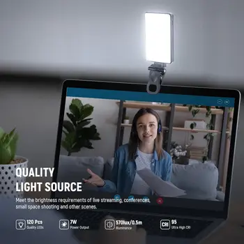 NEEWER Basics LED Selfie Phone Light, Rechargeable 2500-9000K Clip On Fill Light, Color Films/Diffuser/3000mAh, CRI95+ Dimmable detail image