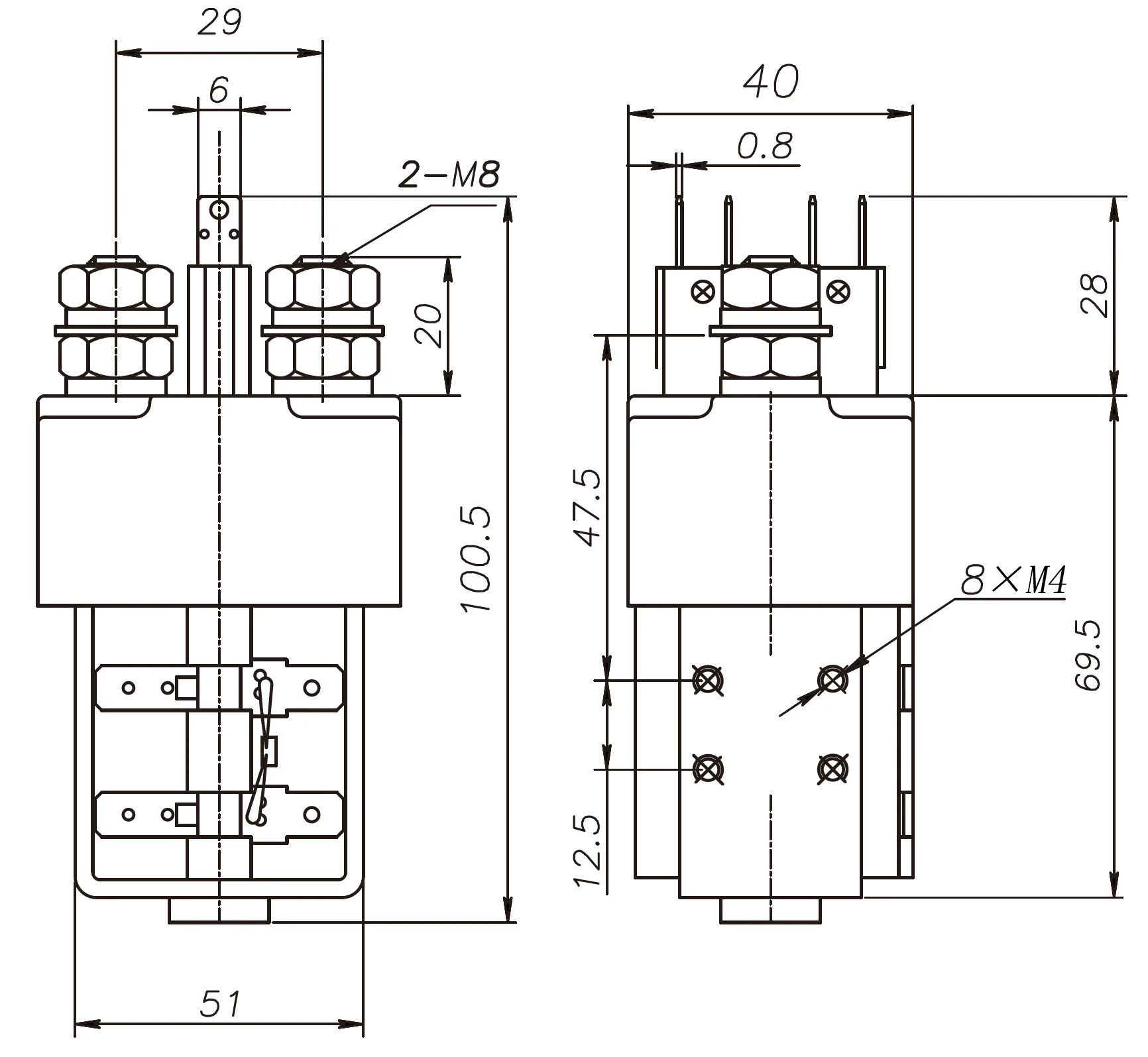 Holding Dc Contactor 100a 200a 250a 400a Air Conditioner And