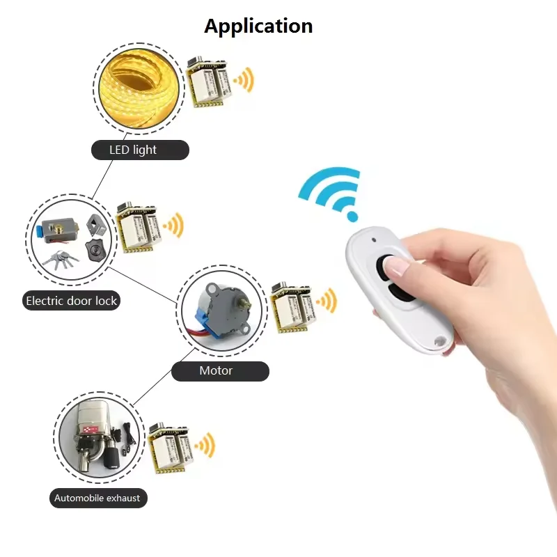DC12V 2CH  Delay MINI RF Remote Controller Switch Set Transmitter and Receiver Led Light 433 MHz Remote Control