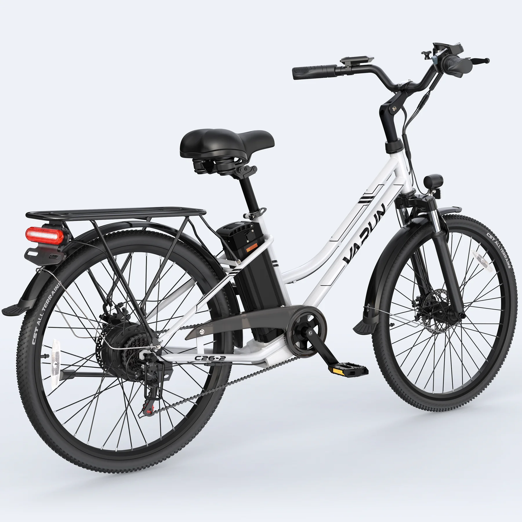 VARUN C26 Electric Commuter Bike White Color for City Use