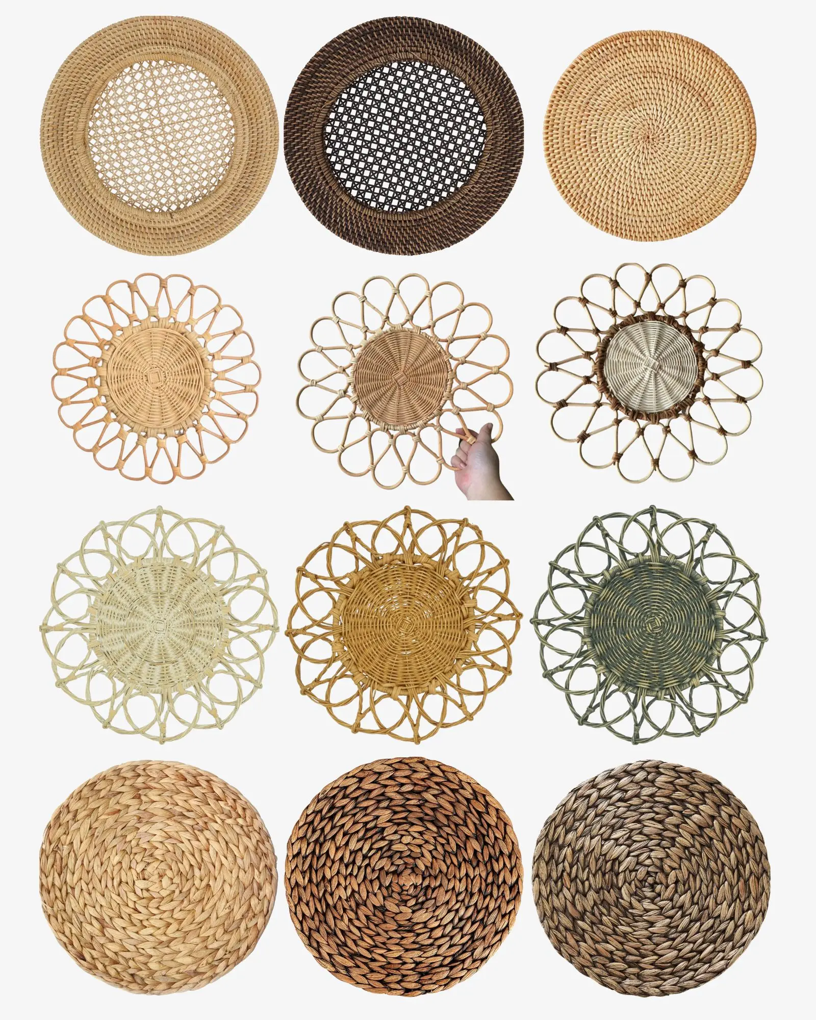 Vietnamese Natural Large Handmade Woven Placemats Round Natural Water
