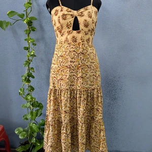 Handmade 100% Cotton Women Lightweight Block Print Dress Strap Long Maxi Dress For Summer Season