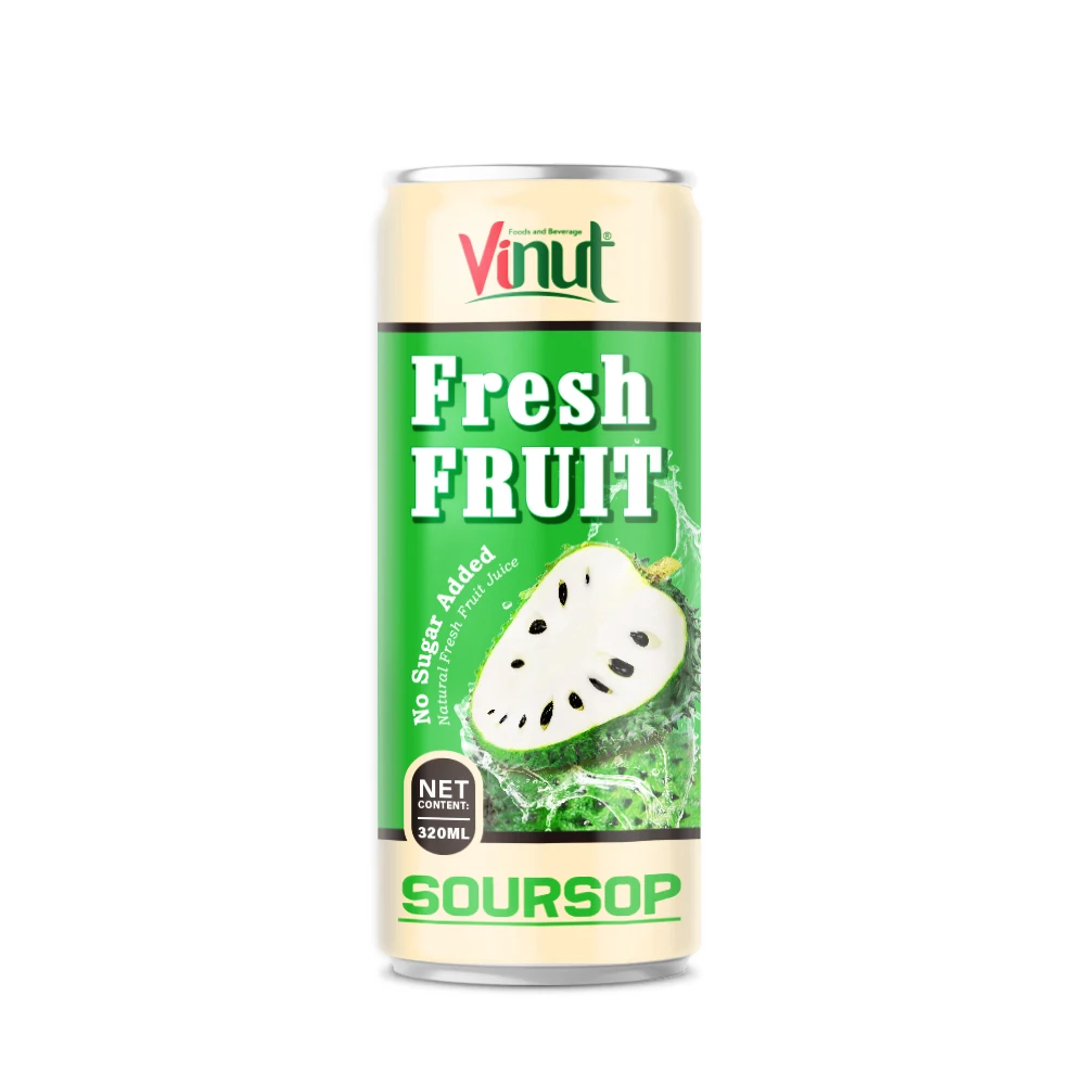 320ml VINUT Fresh Soursop Juice No Sugar Added Made in Vietnam Products High Quality Good for Health