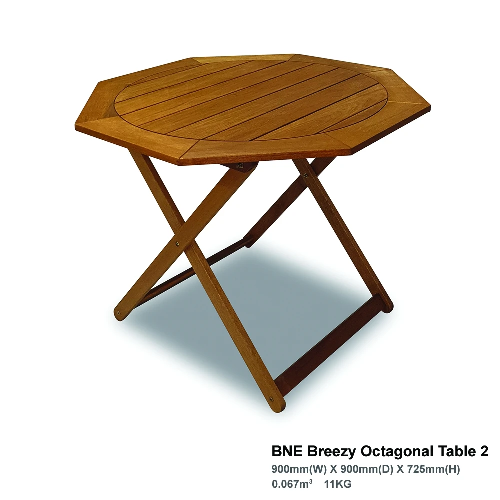 Solid Tropical Wood Bne Breezy Octagonal Foldable Table High Durability