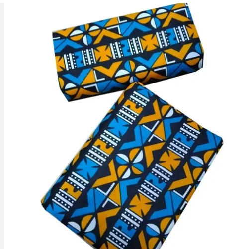 Customized African Wax Prints Kitenge and Ankara Fabric 100% Cotton Blue Fabric for 6 Yards