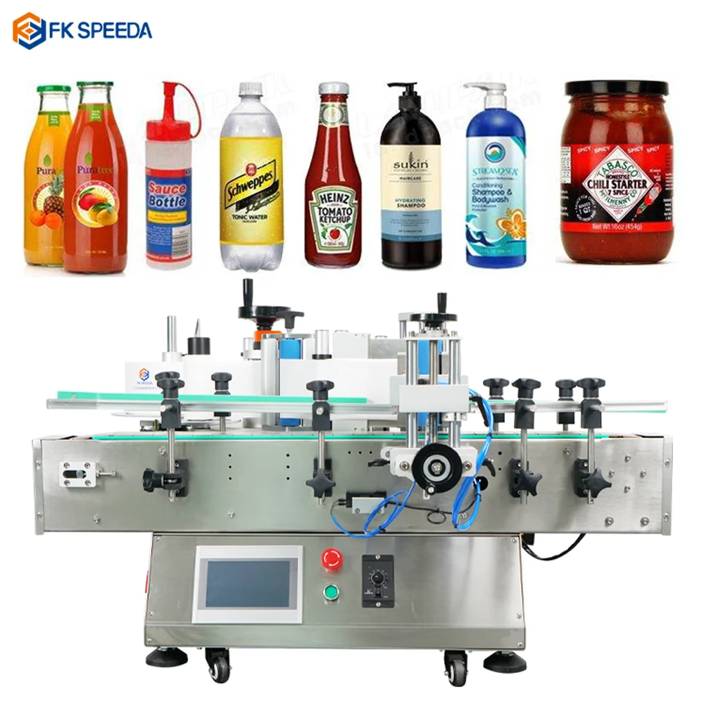 Automatic Plastic Bottle Label Sticker Tabletop Double Side Round Bottle Labelling Machine With