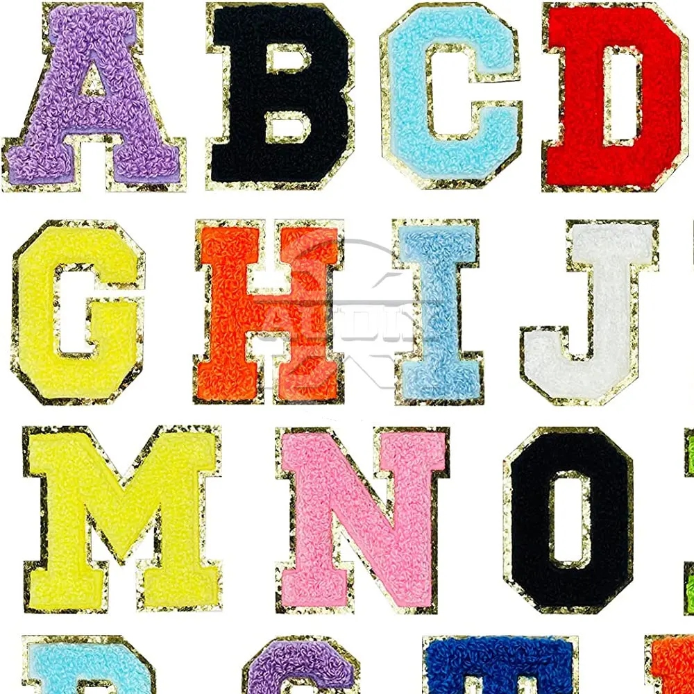 Morcheiong 26Pcs Self Adhesive Chenille Letter Patches A-Z, Chenille
