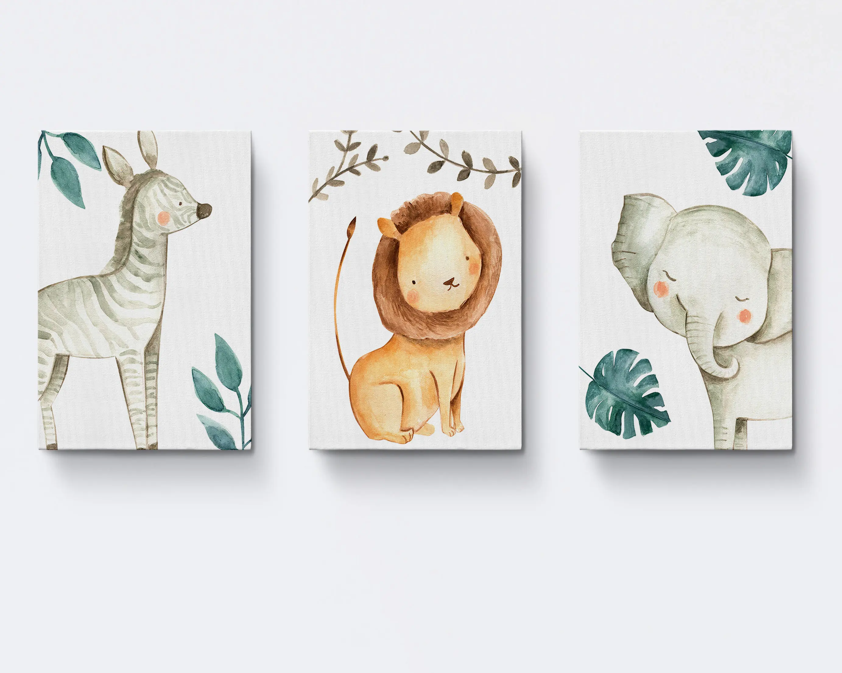 3pcs/set Cute Animals Canvas Poster Nursery Wall Art Canvas African Art