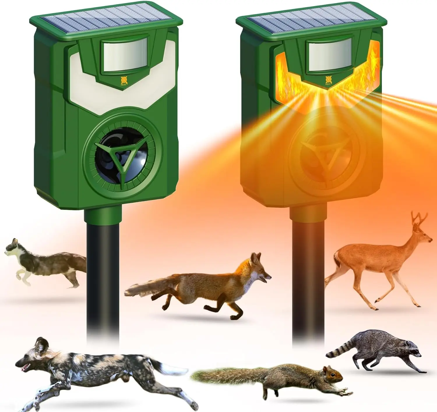 Solar Animal Repellent Ultrasonic Cat Deterrent Marten Deterrent up to 8m Range Motion Sensor 13.5 to 45kHz Dog Bird Fox Rat