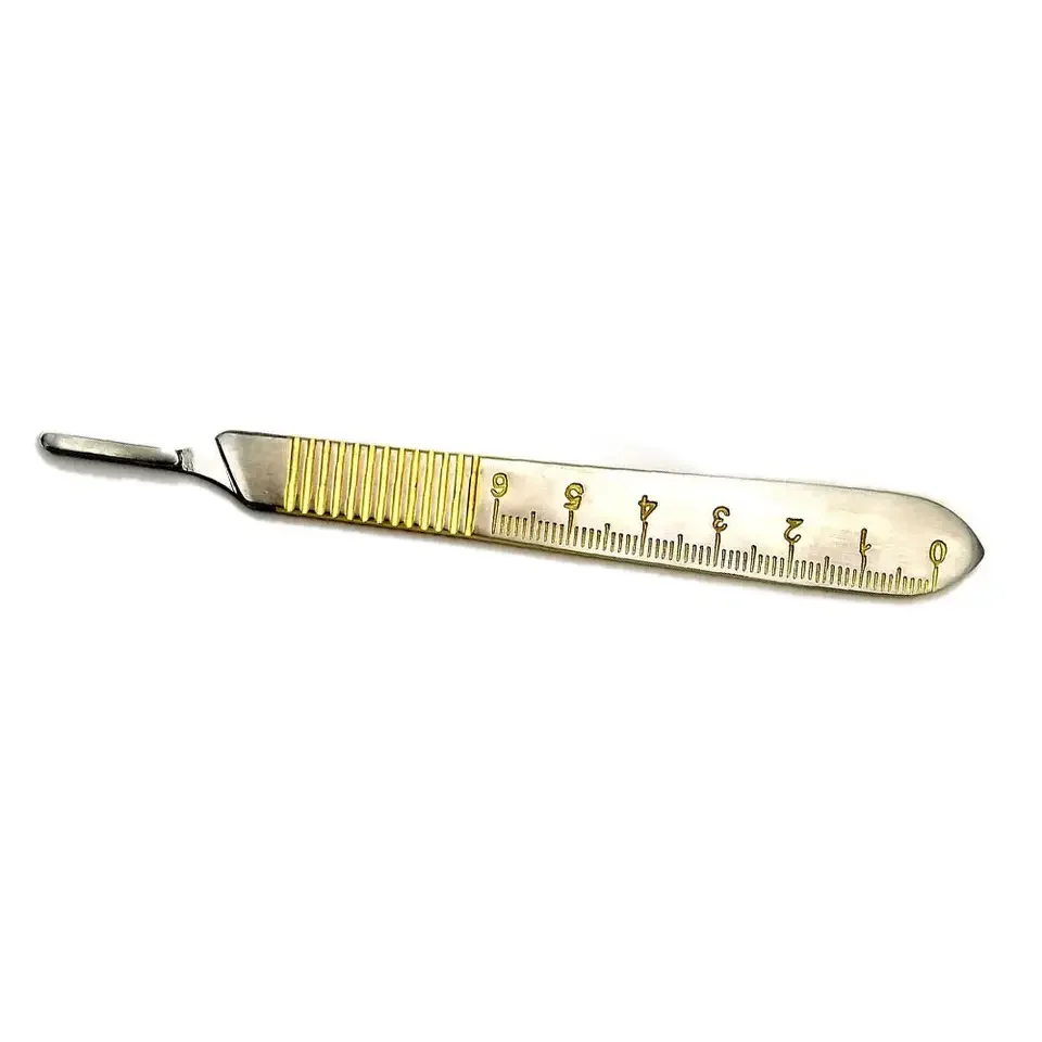 6 Pcs Scalpel Handle Round Straight No. 3 Stainless Steel Dental Surgical