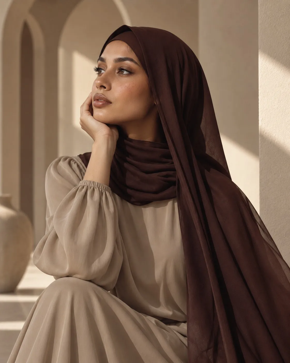Custom Bamboo Modal Hijab Dark Chocolate view 3