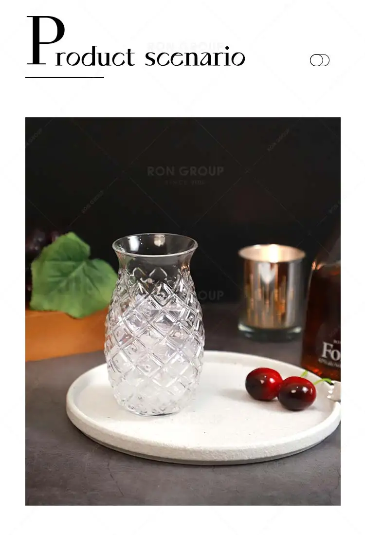 New creative design high quality restaurant party bar transparent glasses pineapple pattern cup drinking glass