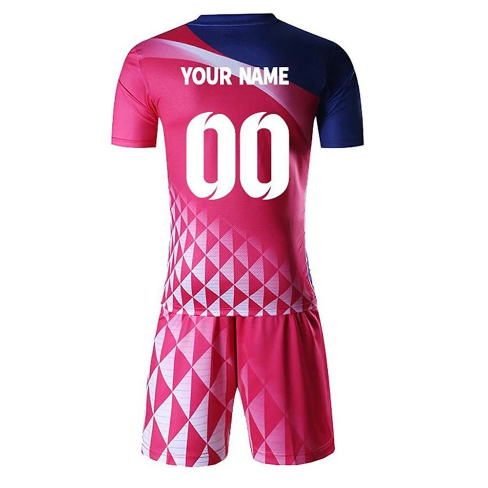 Custom Light Blue Pink-White Sublimation Soccer Uniform Jersey