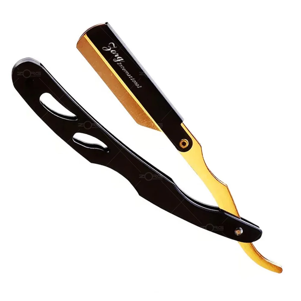 Straight Razor Black Gold Metal Barber Slide Salon Manual Shaver Double Edge Blade Razor Kit