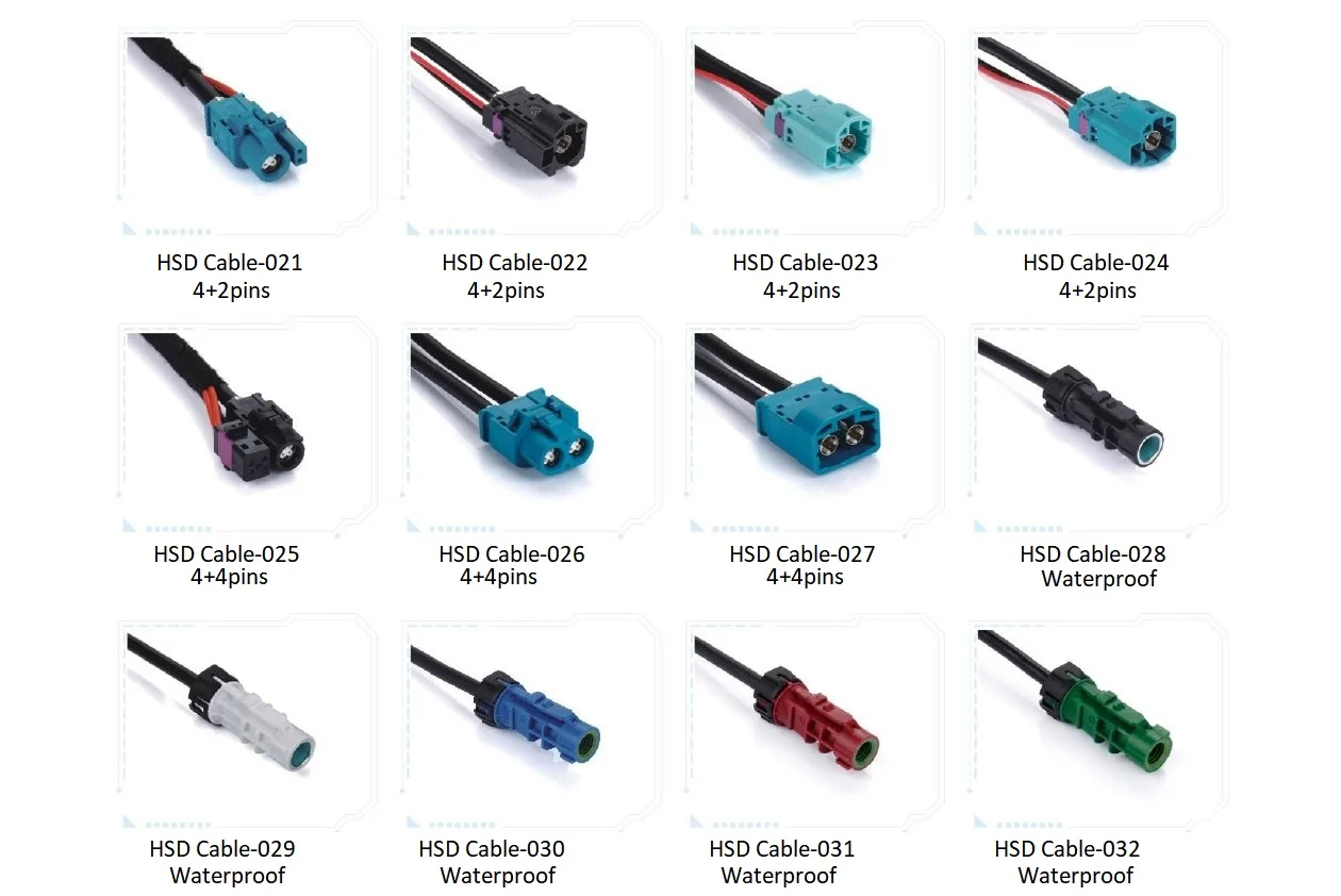 Good Quality Waterproof HSD Cables for Car Camera with Automotive Fakra Wire Harness 4 Pins