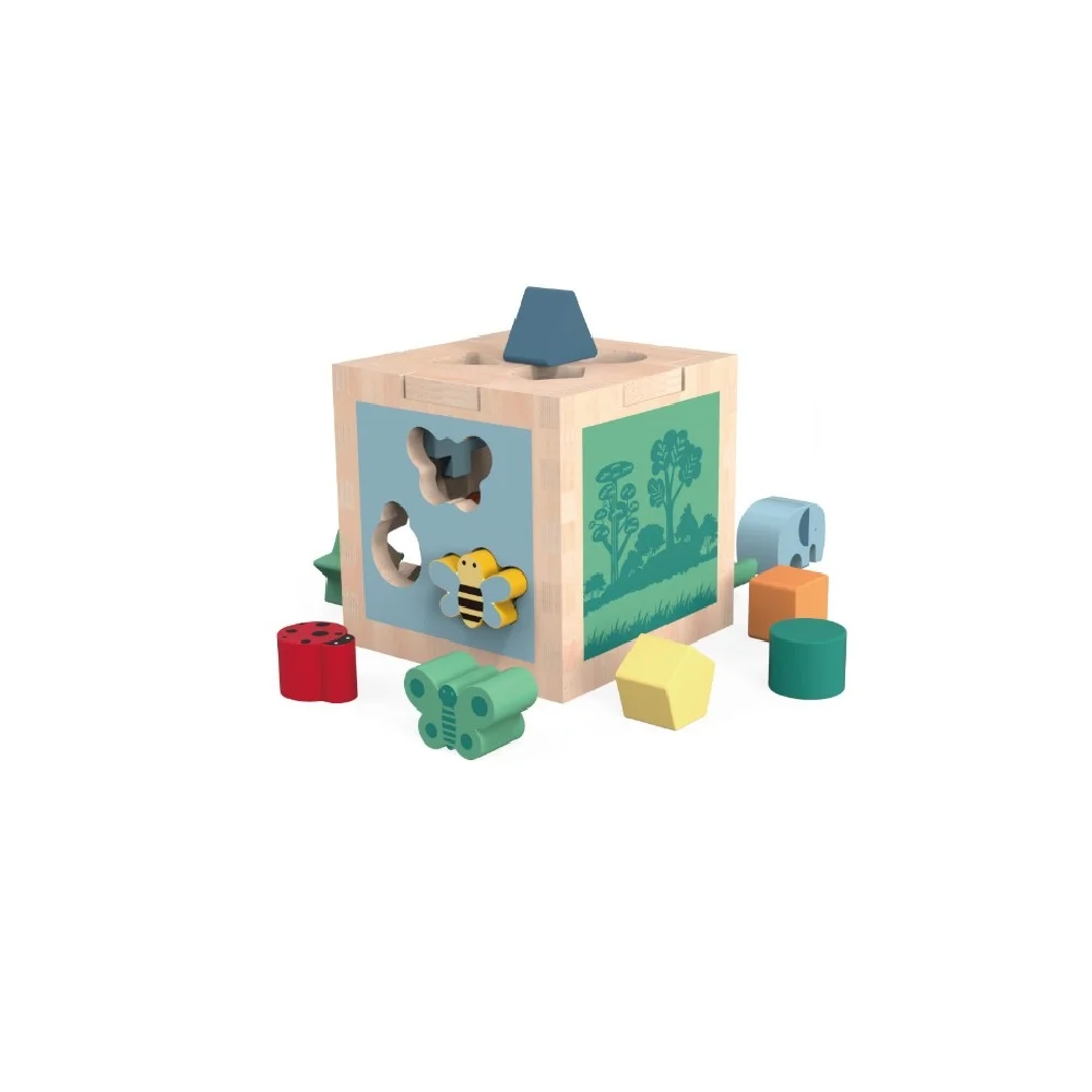 Wooden Shaped Sorting Cube Wooden Smart Shapes Sorting Cube Wood Puzzle