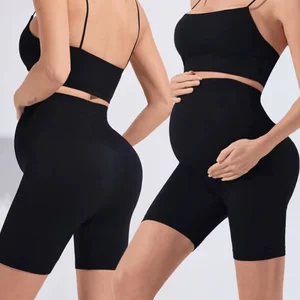 Seamless Over-the-Belly Maternity Yoga Shorts Waist Active Pregnant Gym Fitness Athletic Leggings Pregnant Yogini's Comfortable