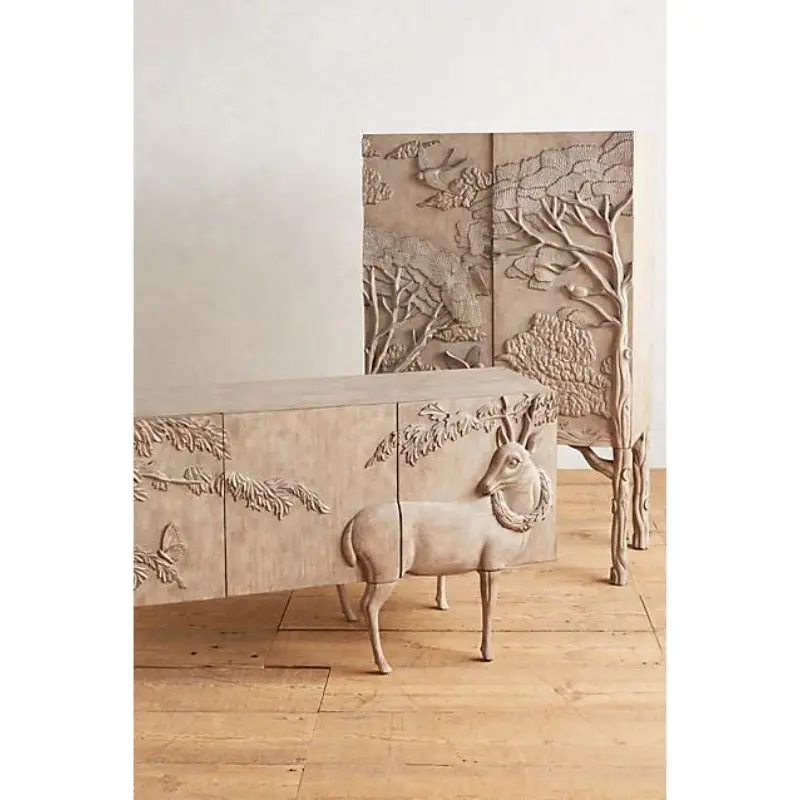 View of LUXEYARD Silver Mirrored Coffee Table Black Vintage Carved Wooden ...