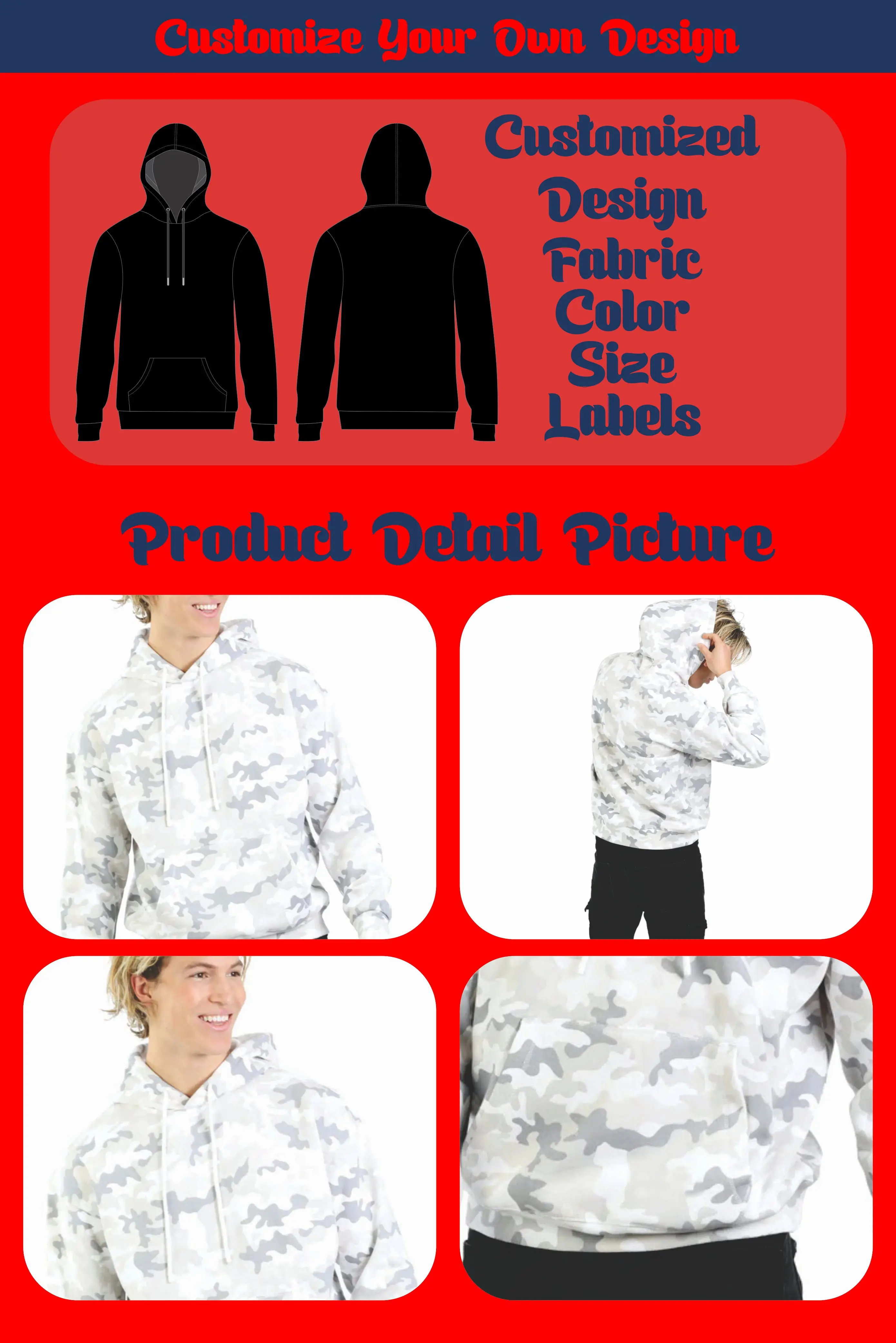 French Terry Blank Oversized Essential Hoodies Unisex Custom Logo 100