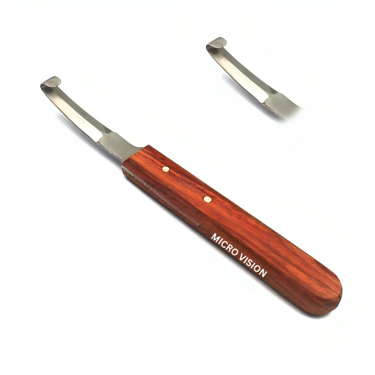 Premium Wooden Handle Double Edge Farrier Hoof Knife Straight With
