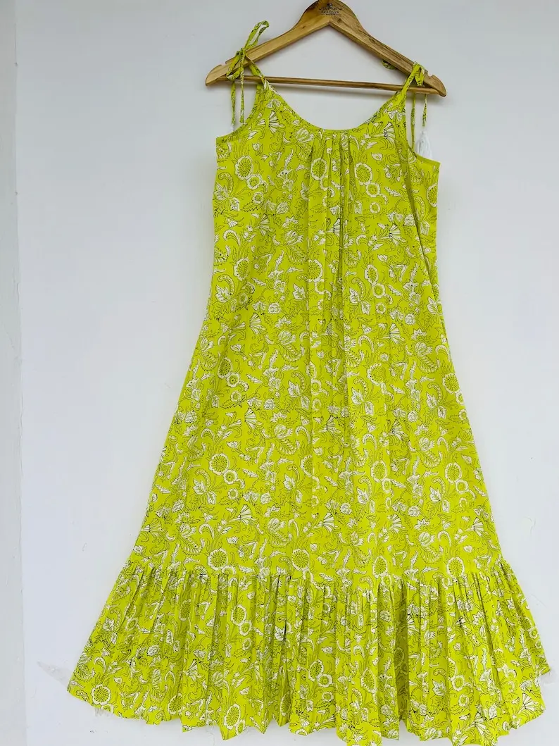 Modern Indian Screen Print Summer Dress for Ladies Stylish Western Ethnic Voile Soft Cotton Outfit Buttoned Evening Casual Dress