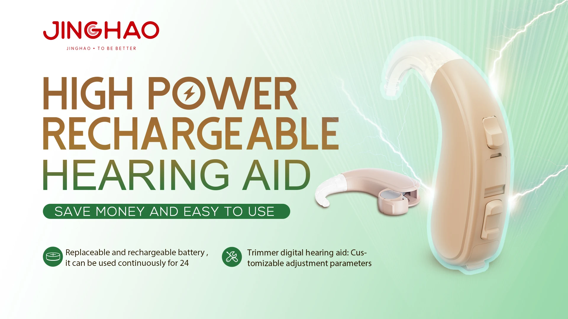 JINGHAO D18 BTE Rechargeable Hearing Aids Programmer - 16 Channel ...