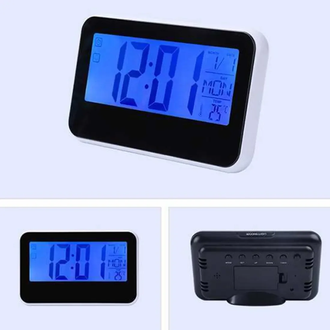 Jumbo Display Big Voice Control LCD Screen Alarm Night Light Table Clock for Home and Student