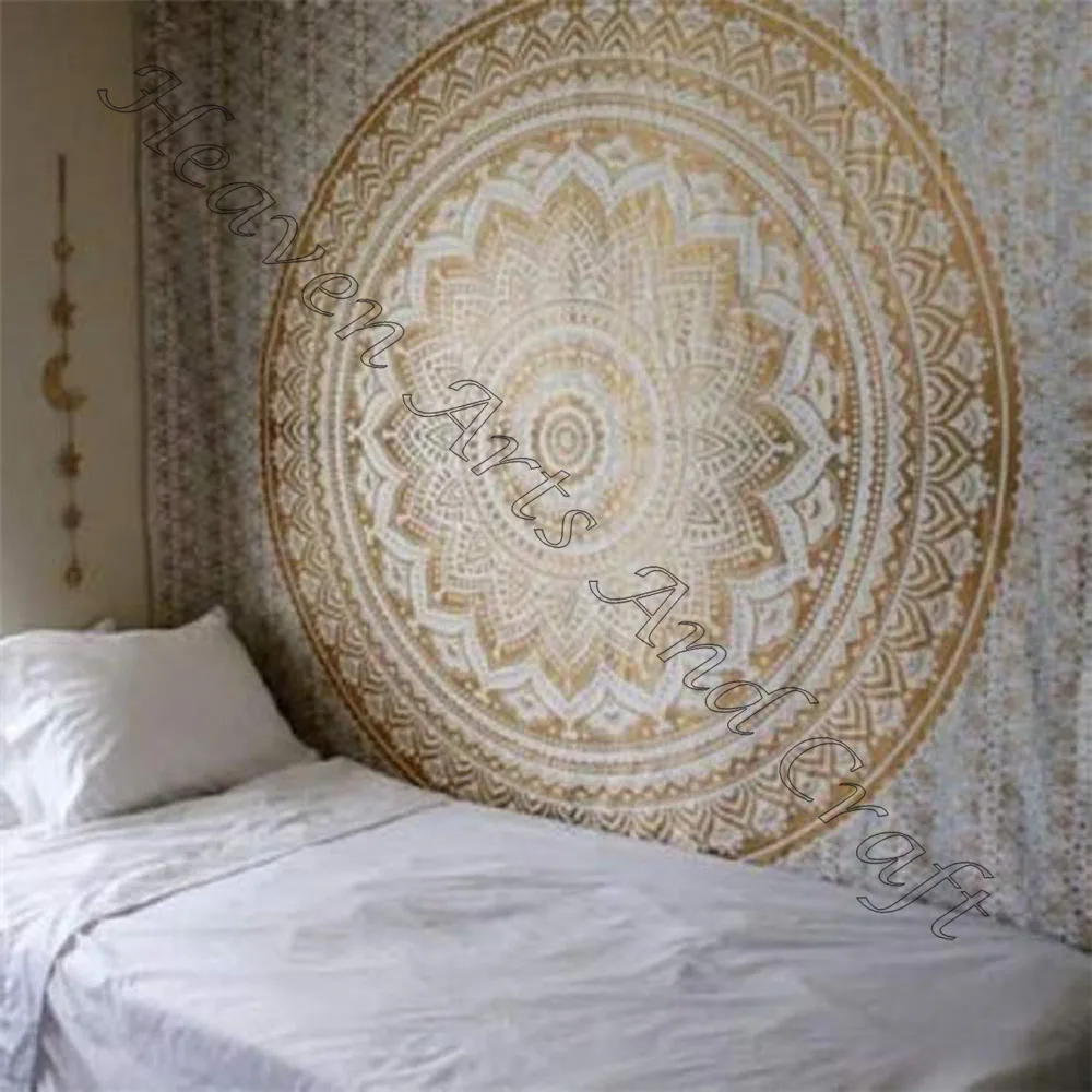 India Custom Print Large Boho Bohemian and Mandala Wall Hanging Tapestry for Bedroom 100% Floral Printed Cotton Mandela Hanging