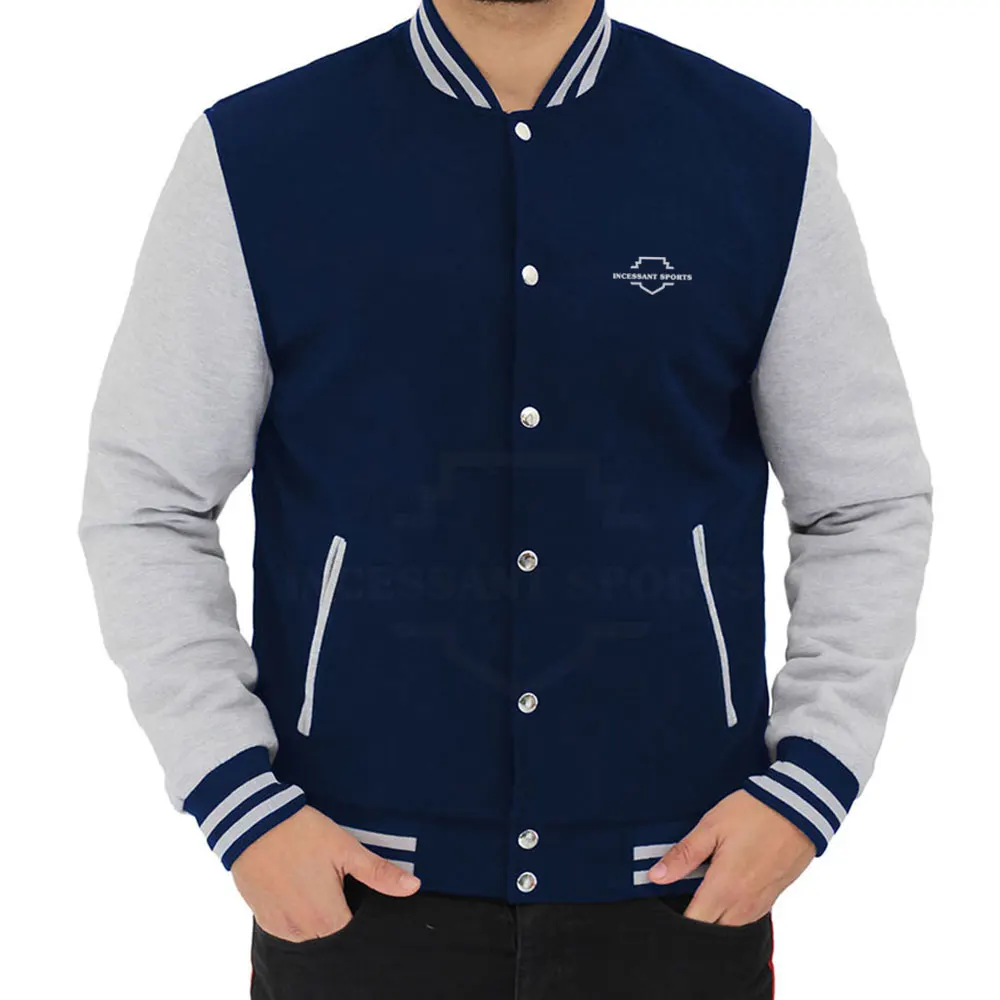 Men's Letterman Jacket Premium Wool Fleece Blend Letterman Jacket Easy