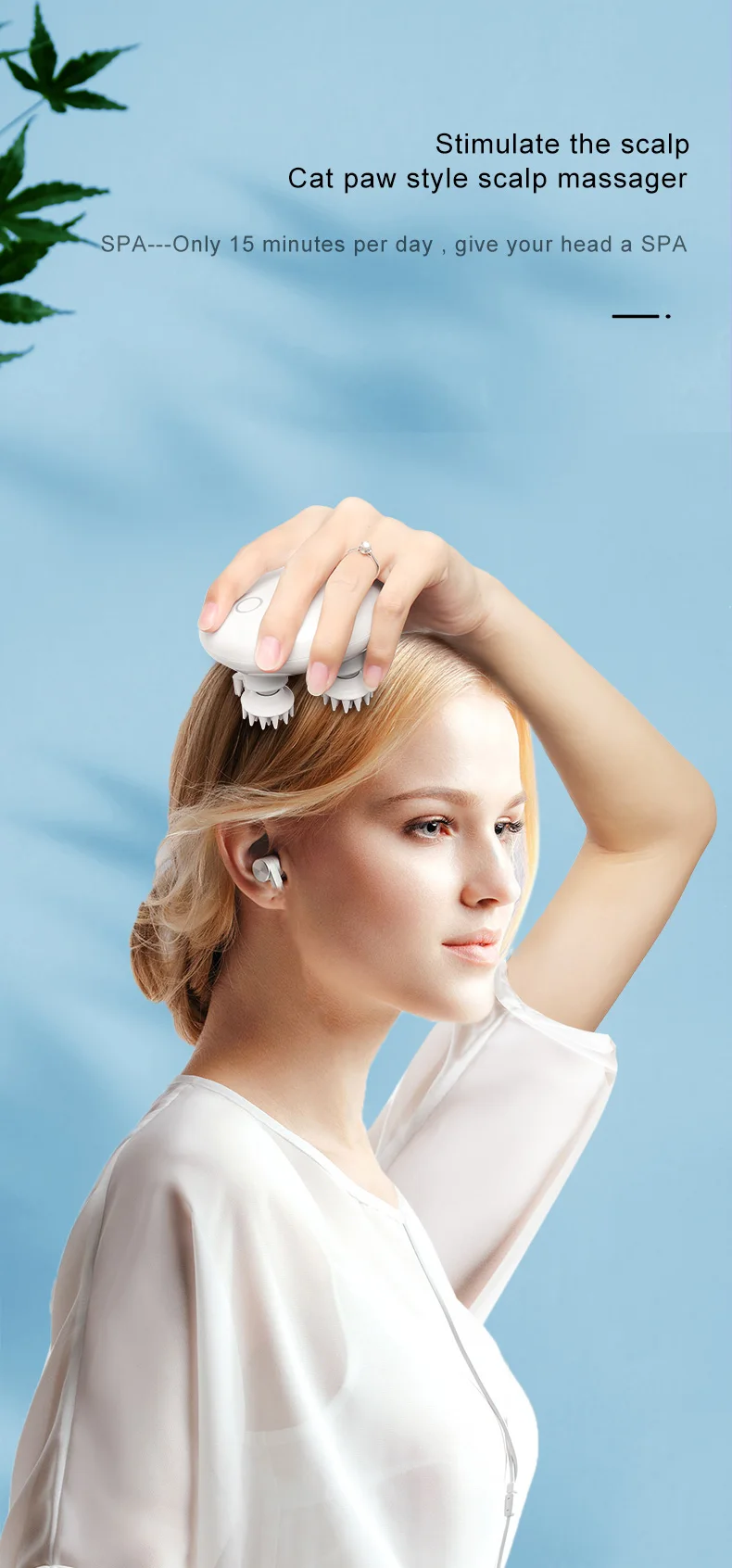 Ems Portable Electric Wireless Waterproof Head Scratcher Hair Scalp