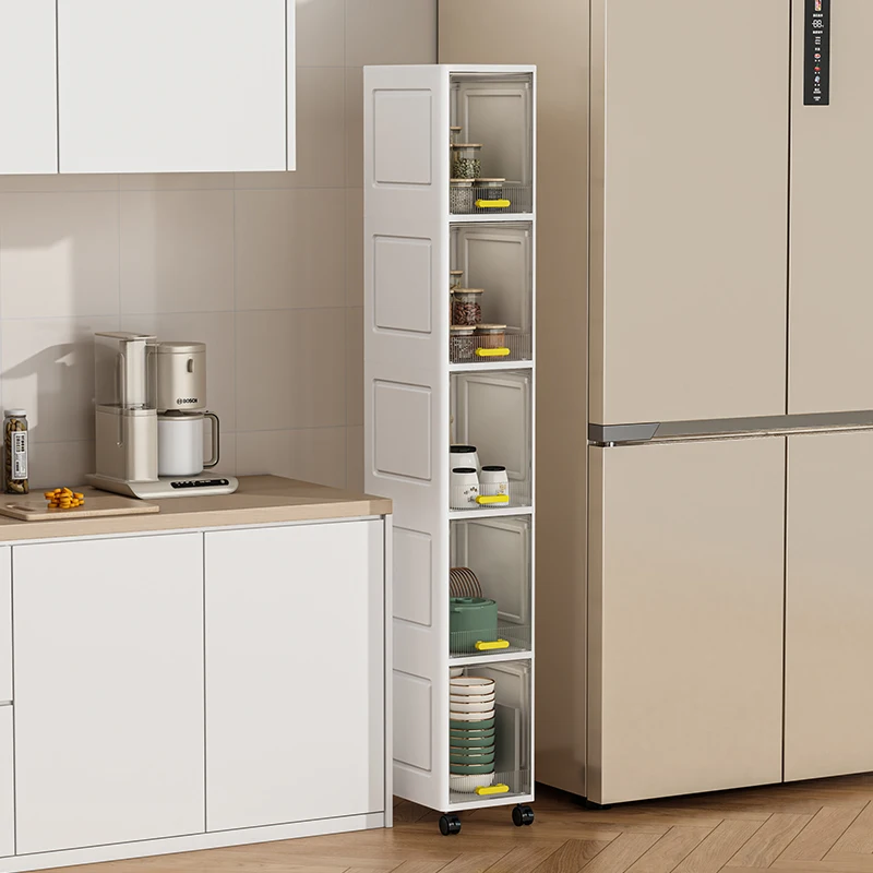 WANUO 3/4/5-Tier Kitchen Storage Cart Vertical Slim Storage Cabinet Plastic Storage Cart for Narrow Spaces