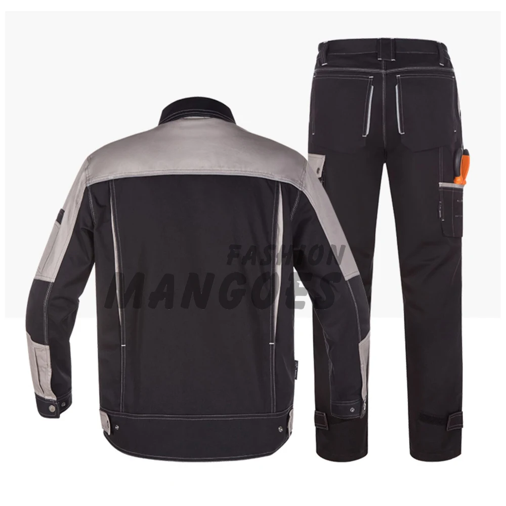 100% Cotton Work Uniforms - Workshop Cargo Suit Set Men - Durable Work Jacket Multi-Pocket Work Pants Welding Construction