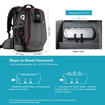 Neewer Pro Camera Case Waterproof Shockproof Adjustable Padded Camera Backpack Bag with Anti-theft Combination Lock for DSLR DJI detail image