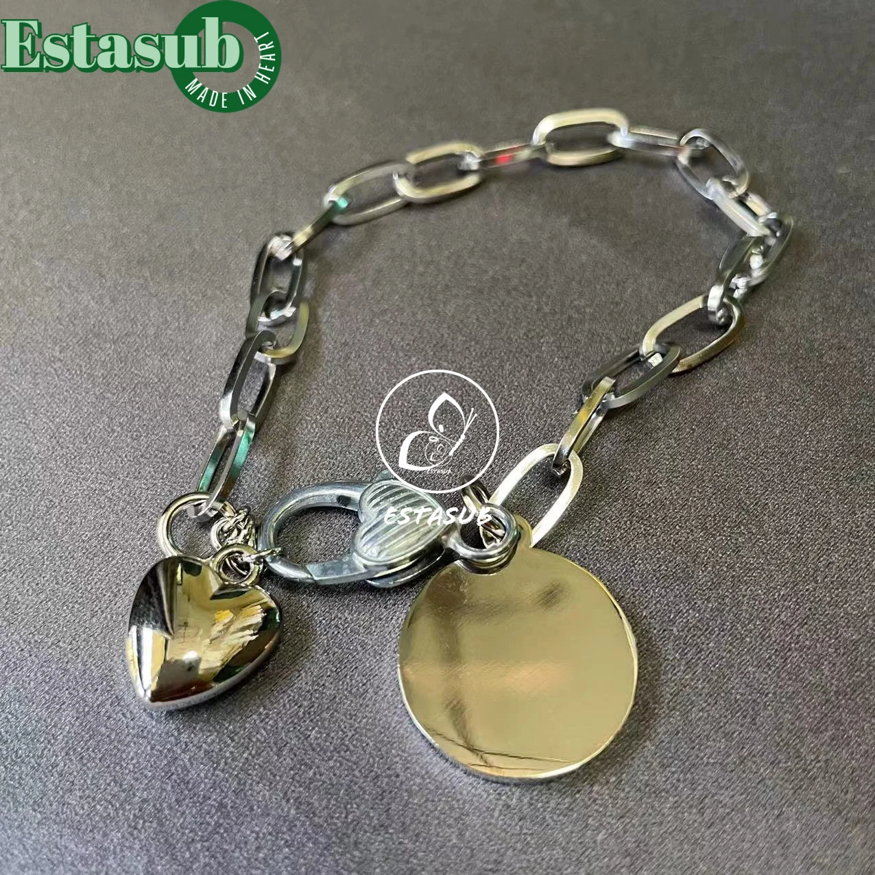 High Quality Sublimation Blank Silver Charm Bracelet With One Charm And