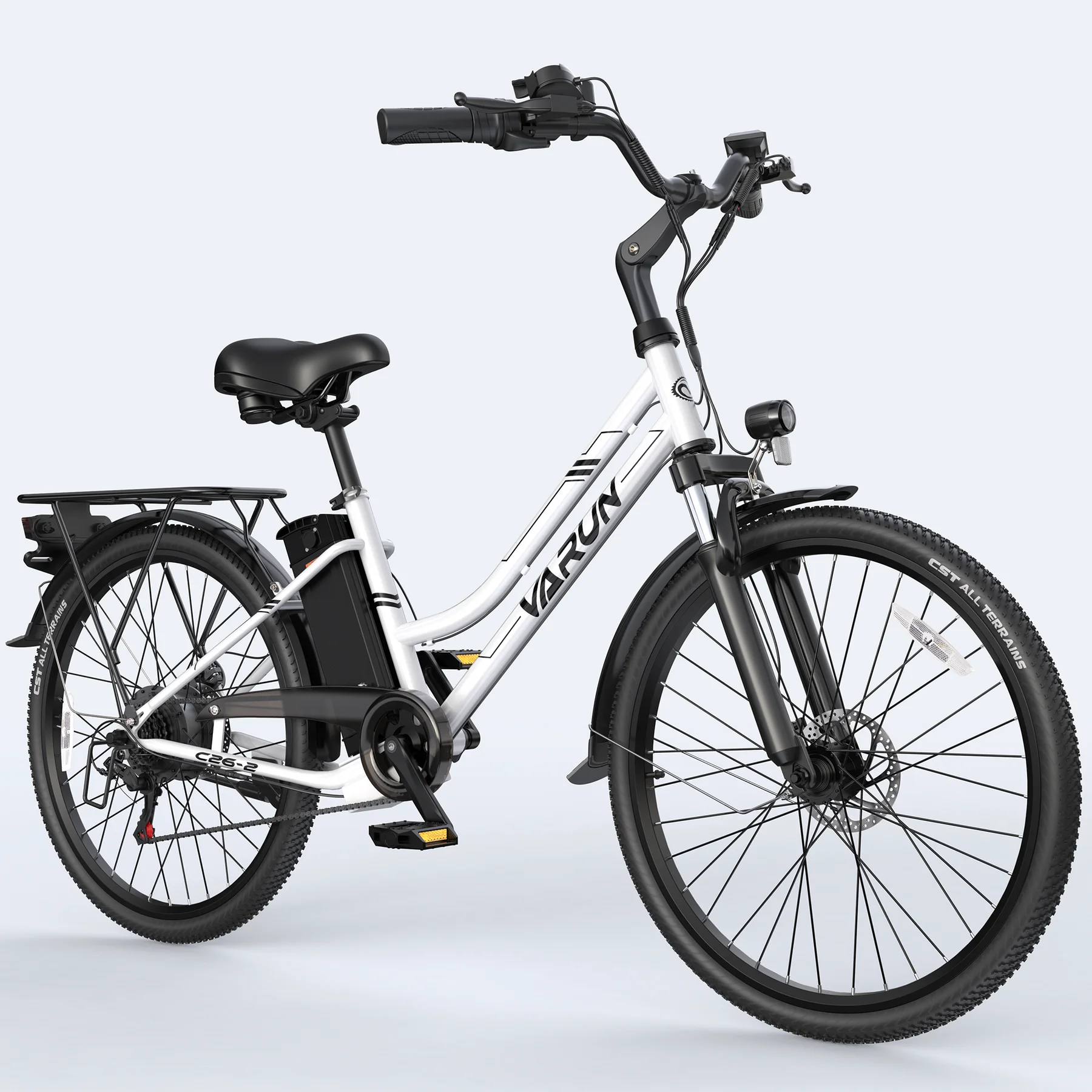 VARUN C26 Electric Commuter Bike White Color for City Use