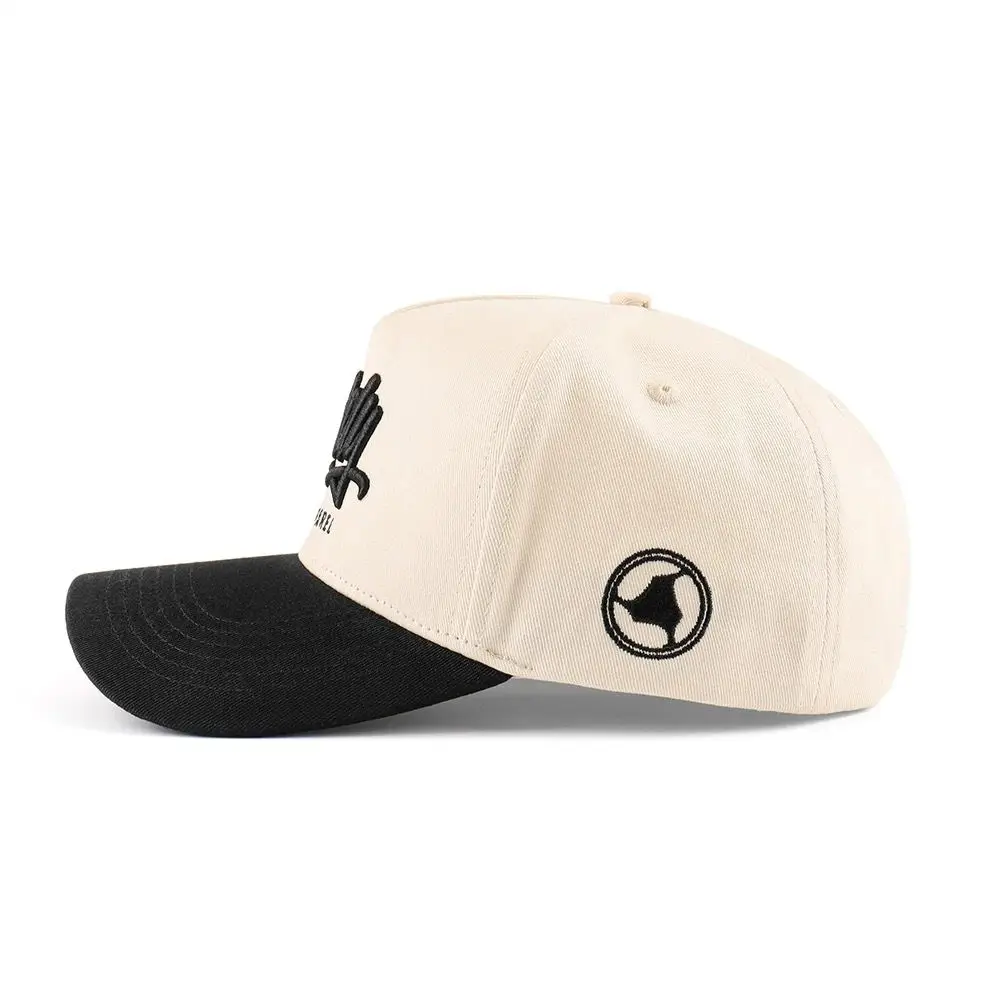 High Quality Designers Two Tone Baseball Cap Hats Custom Embroidery Logo 3 Panel Baseball Cap for Men and Women