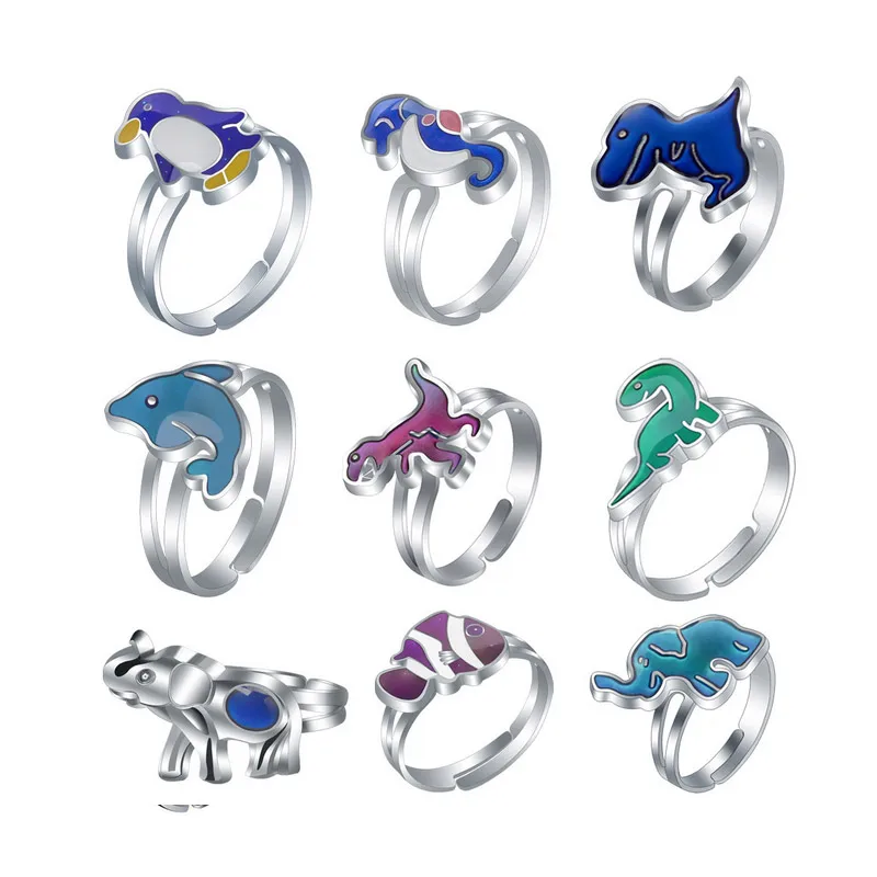 Low MOQ 10pcs Wholesale Bulk Cheap Jewelry Girls Changing Color Kids Mood Rings