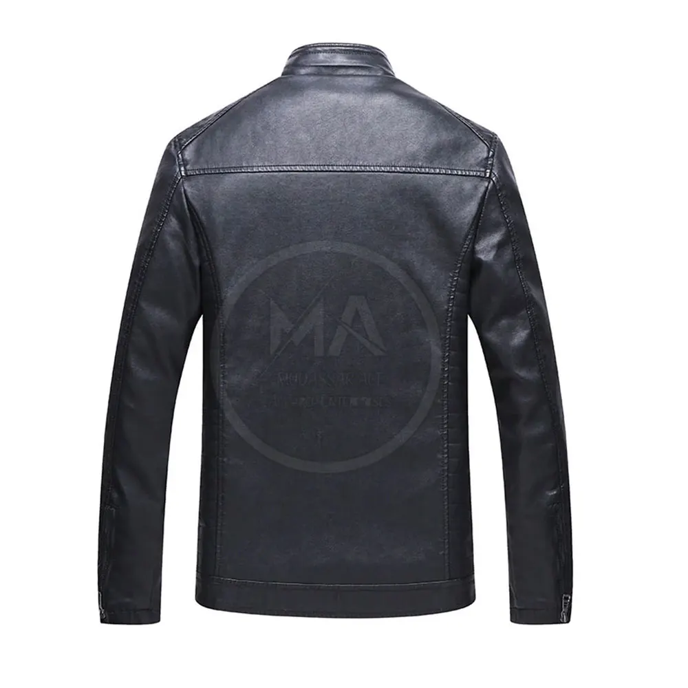 Custom Design Leather Jacket Solid Color Men Leather Jacket Streetwear Breathable Men Leather Jacket
