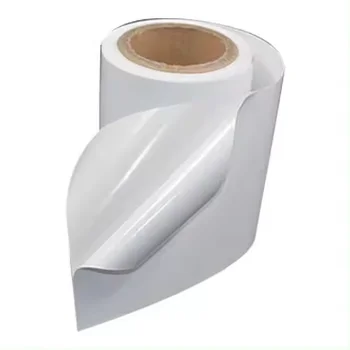 Super smooth wholesale PVC self adhesive vinyl sticker roll white adhesive vinyl roll large format sticker