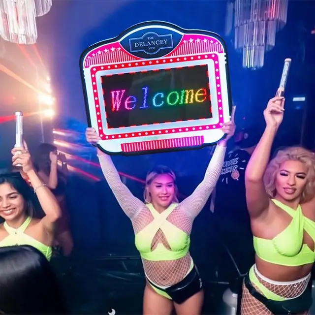 Happy Birthday Nightclub LED Marquee Message Board Sign Bottle Presenter VIP Service with Interchangeable Letters Sign Custom