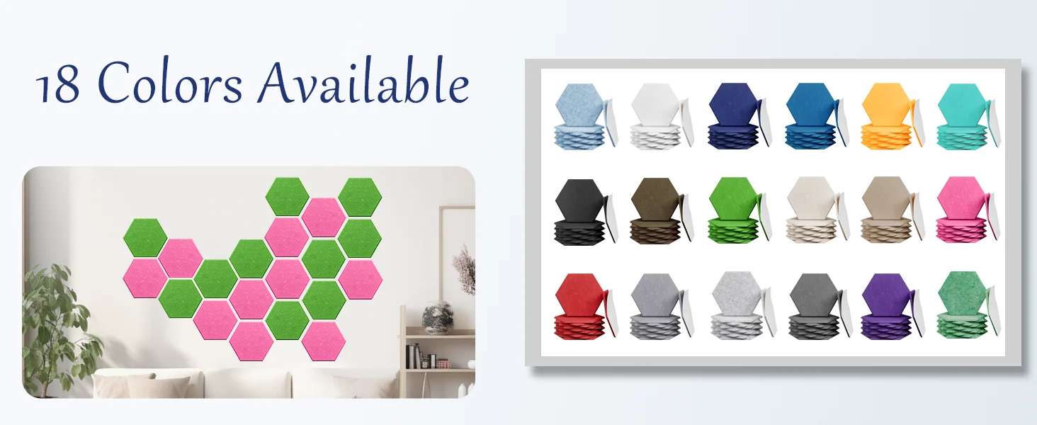 12-Pack 30*30cm Blue Hexagonal Acoustic Panels High-Density Sound Absorbing for Enhanced Noise Reduction Modern DIY Style details